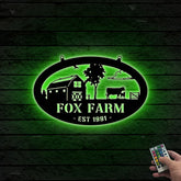 Custom Farmhouse Metal Wall Art Led Lights, Personalized Animals Barn Metal Sign, Metal Farm Tractor Name Sign, Mountain Barn Ranch Metal Sign